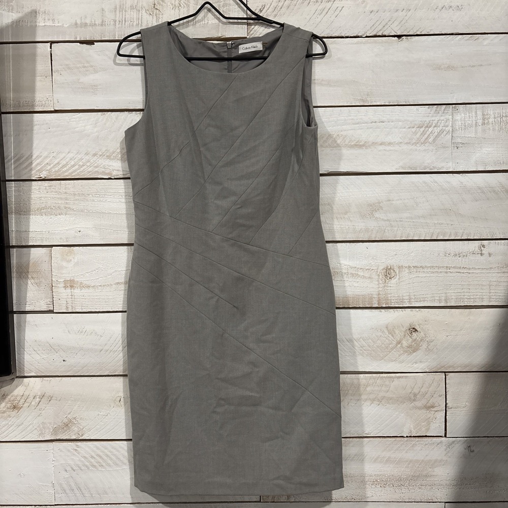 Calvin Klein Women's Dress Sleeveless Tank Sheath‎ Lined Gray See Desc